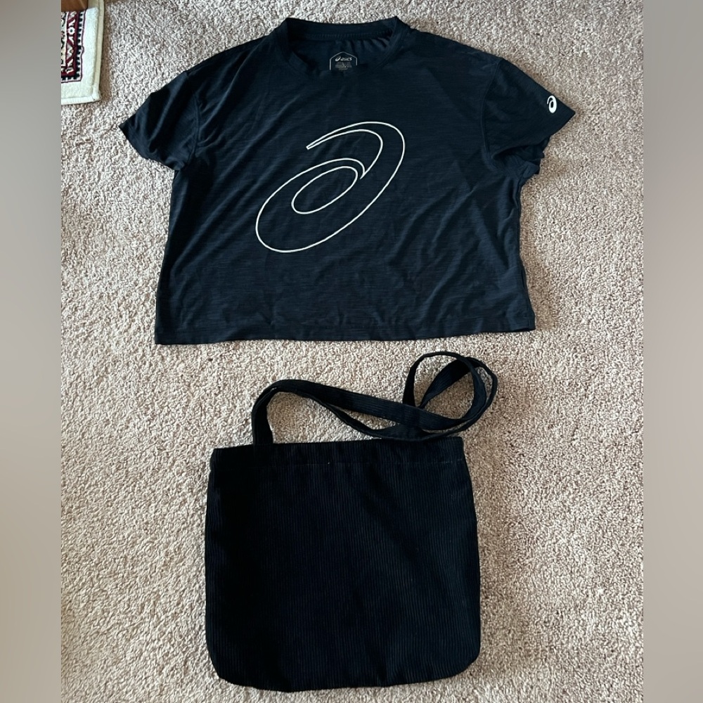 Asics Black Tee and Tote Combo